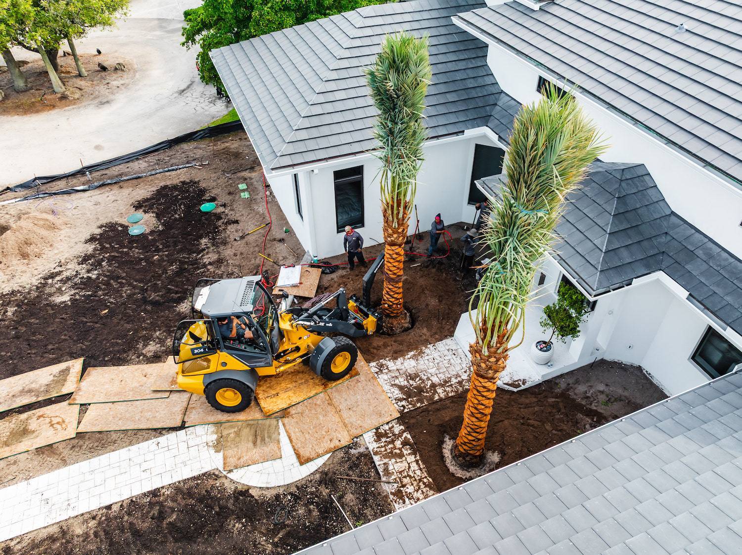 Landscape construction with grading work in Wellington, FL